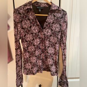 INC International Concepts Magenta and Pink Button Down Shirt